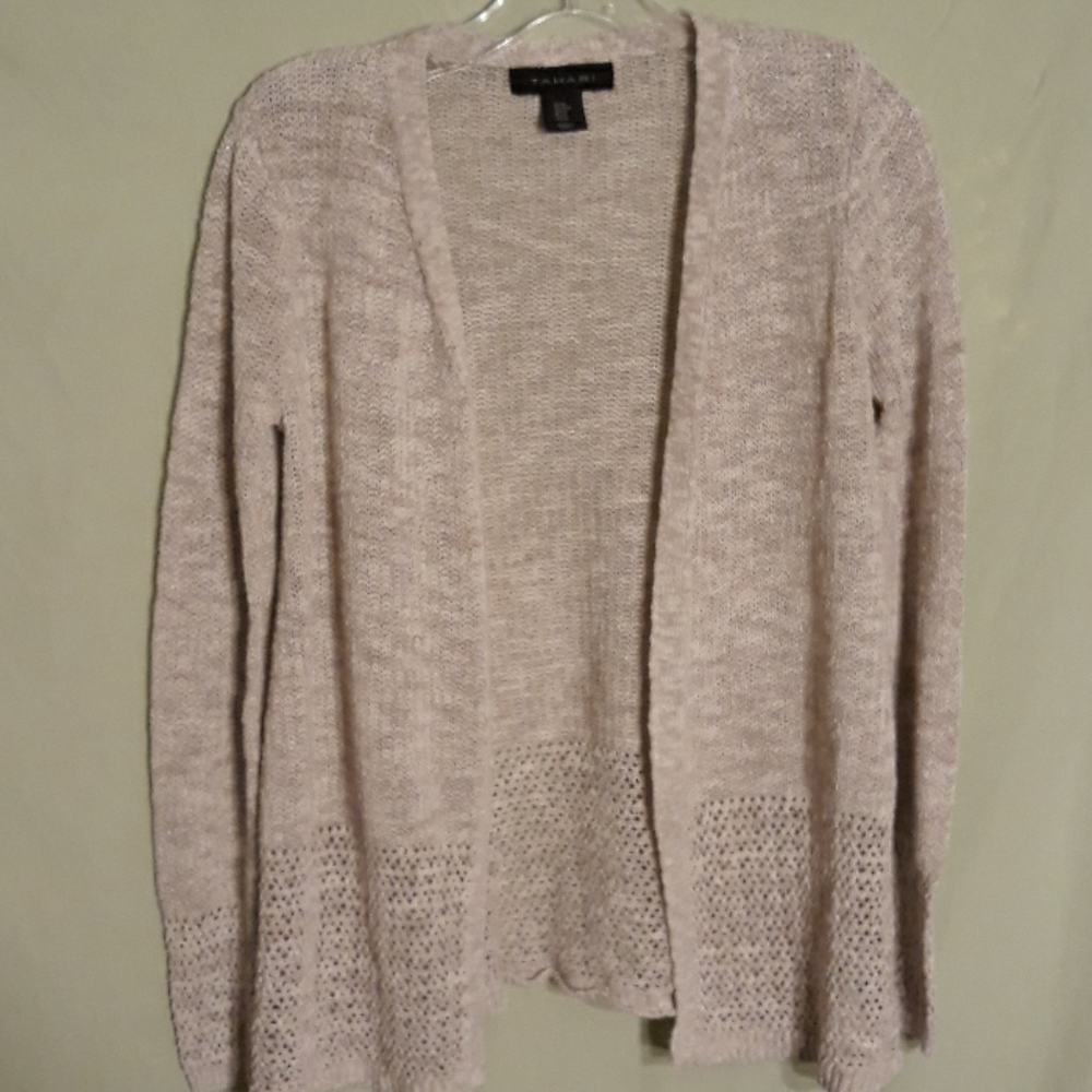 Tahari light tan cardigan